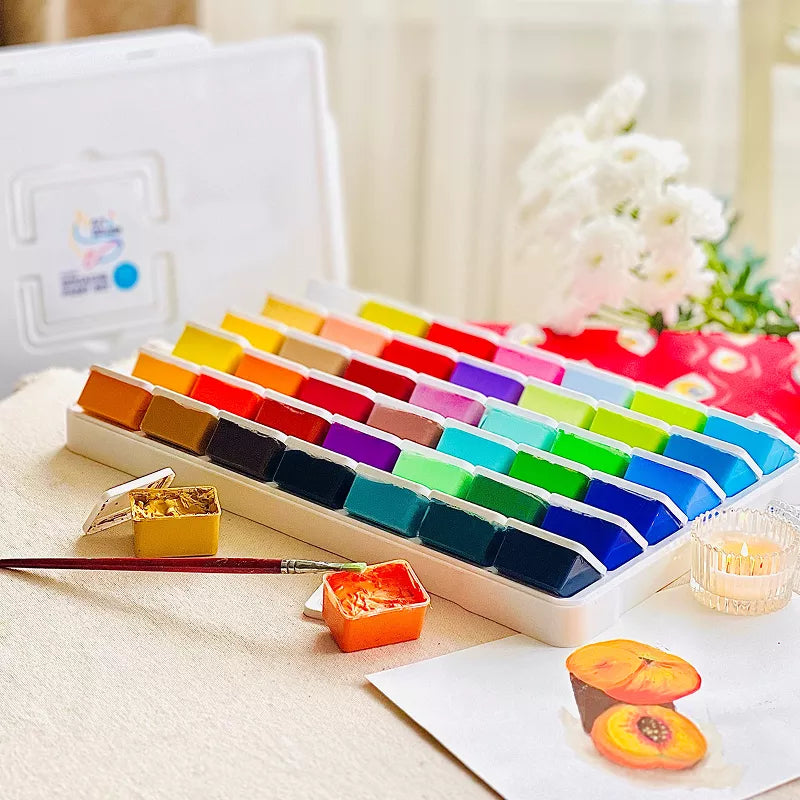 Art Whale gouache paint set with 42 colors in 50ml cups