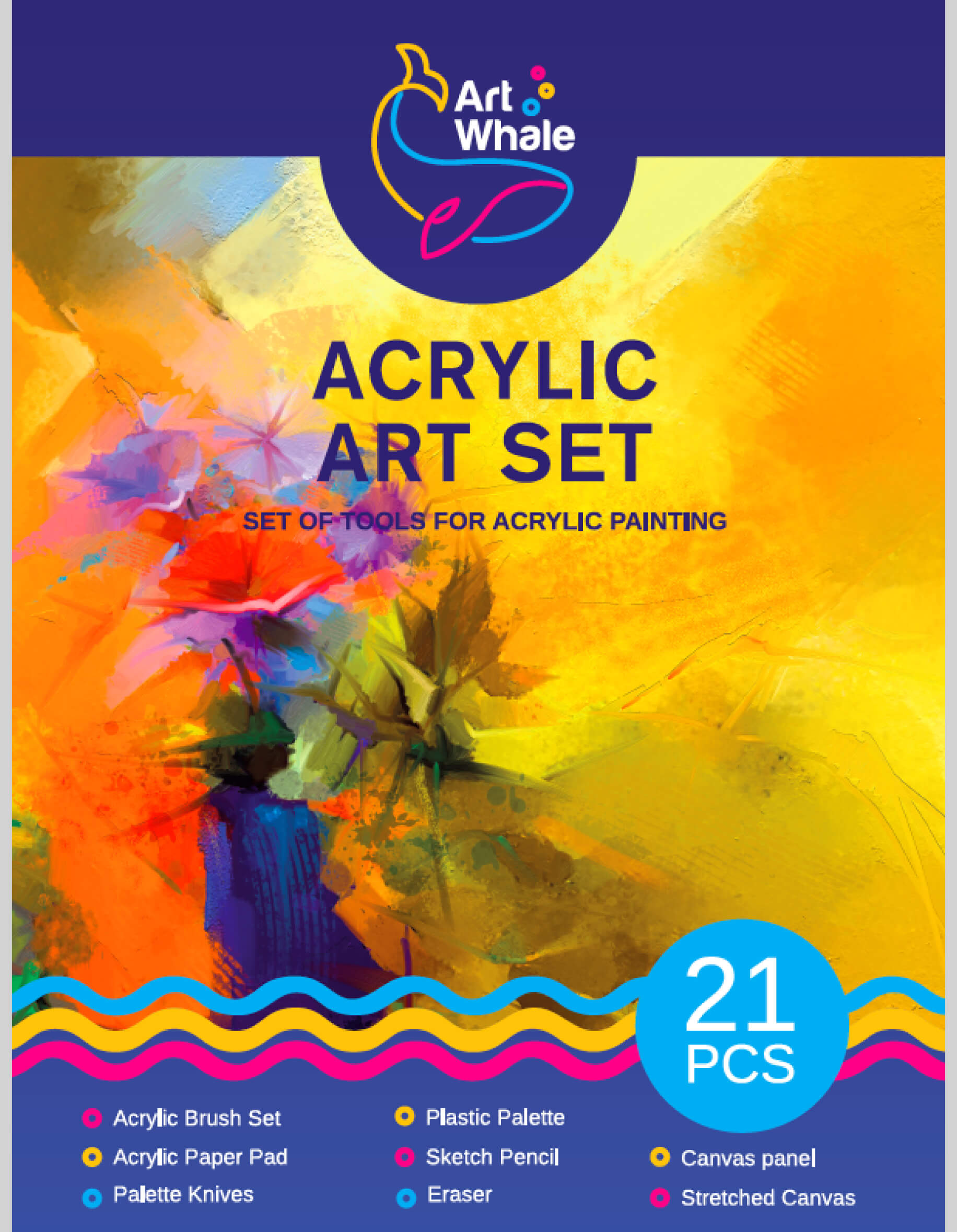 21-Piece Acrylic Art Set for Beginners – ArtWhale