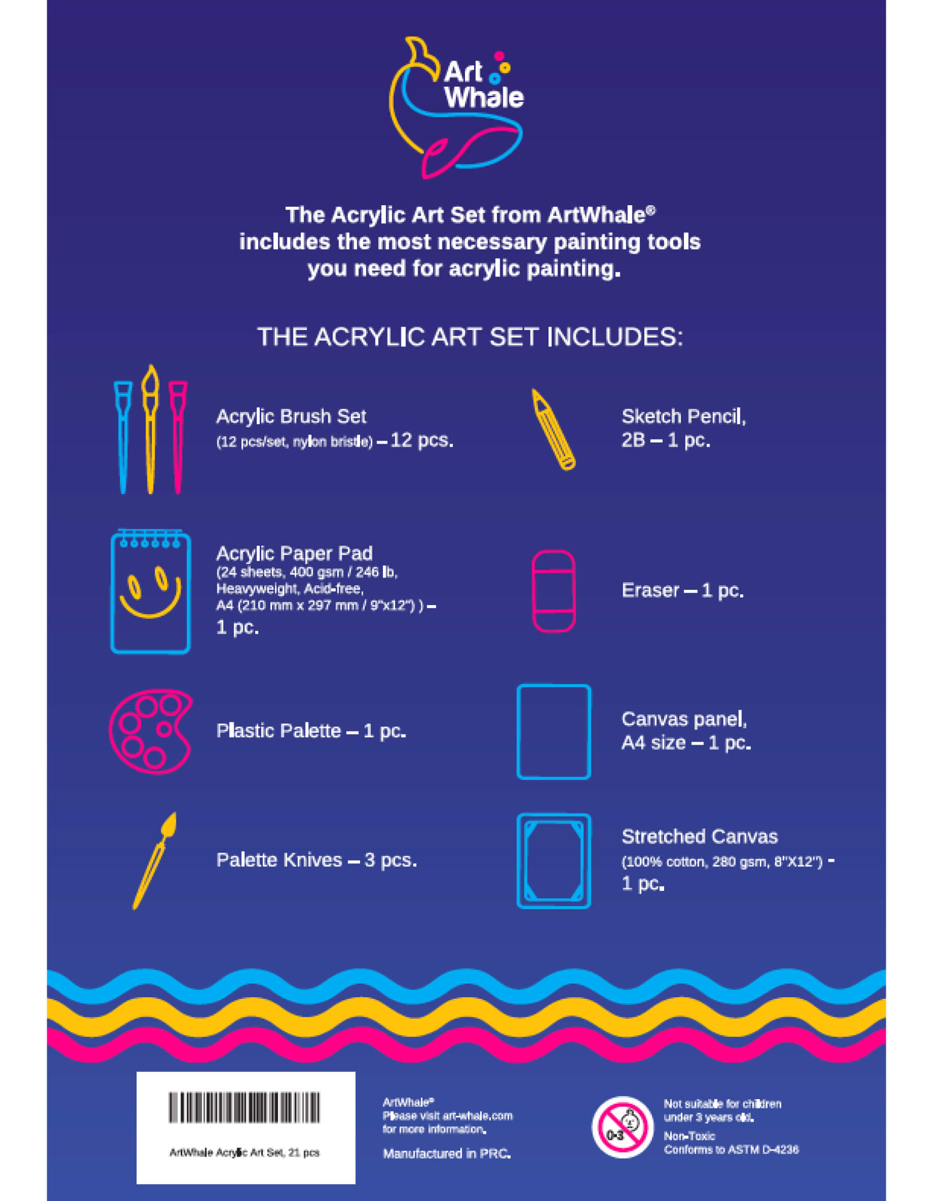 21-Piece Acrylic Art Set for Beginners – ArtWhale