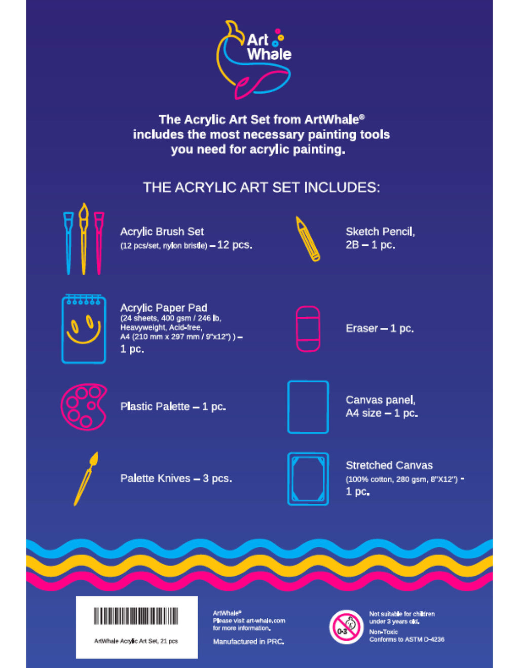 21-Piece Acrylic Art Set for Beginners