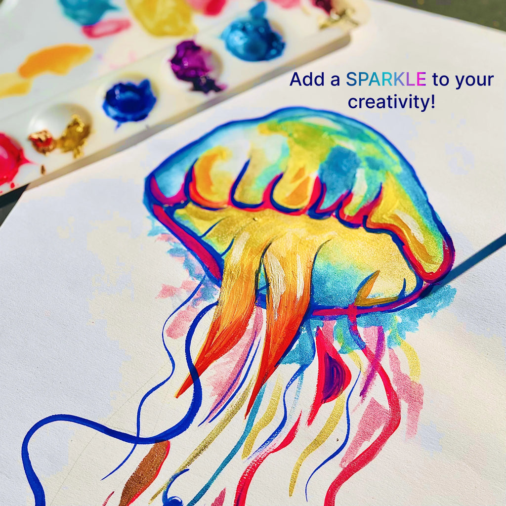 Art Whale Gouache Paint Set – 9 Mix Colors in 50ml Cups with Lids, Refillable