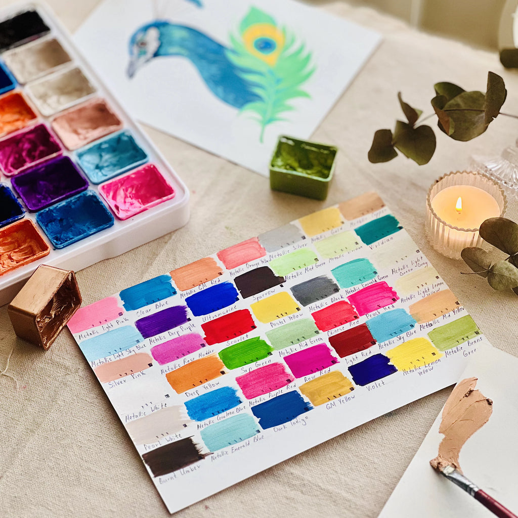 Gouache Paint Set – 42 Colors, 24 Metallic Shades, Refillable | Art Whale