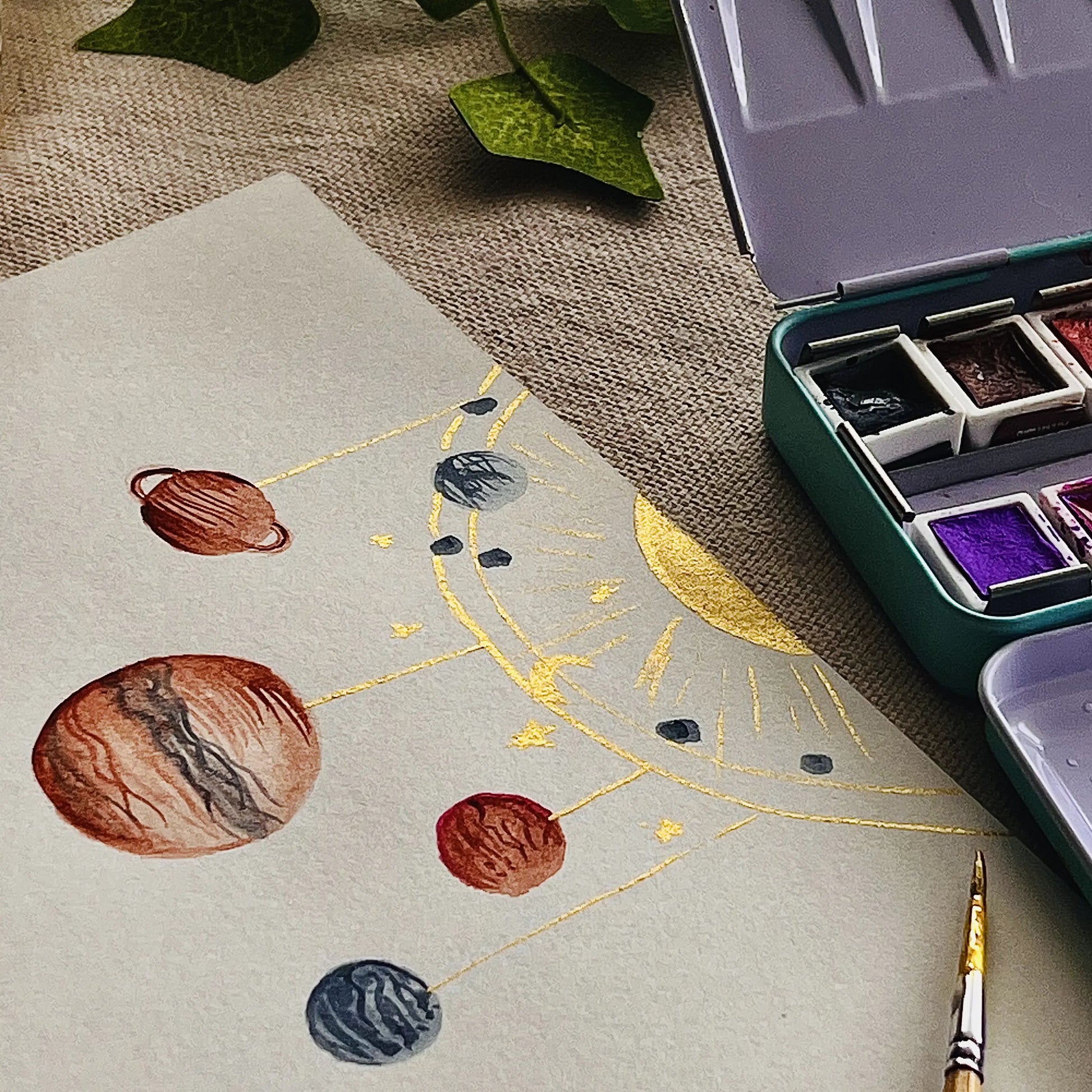 Art Whale Glitter Watercolor Paint Set – 24 Colors in Half Pans, Tin Box with Water Brush, Multi-Effect