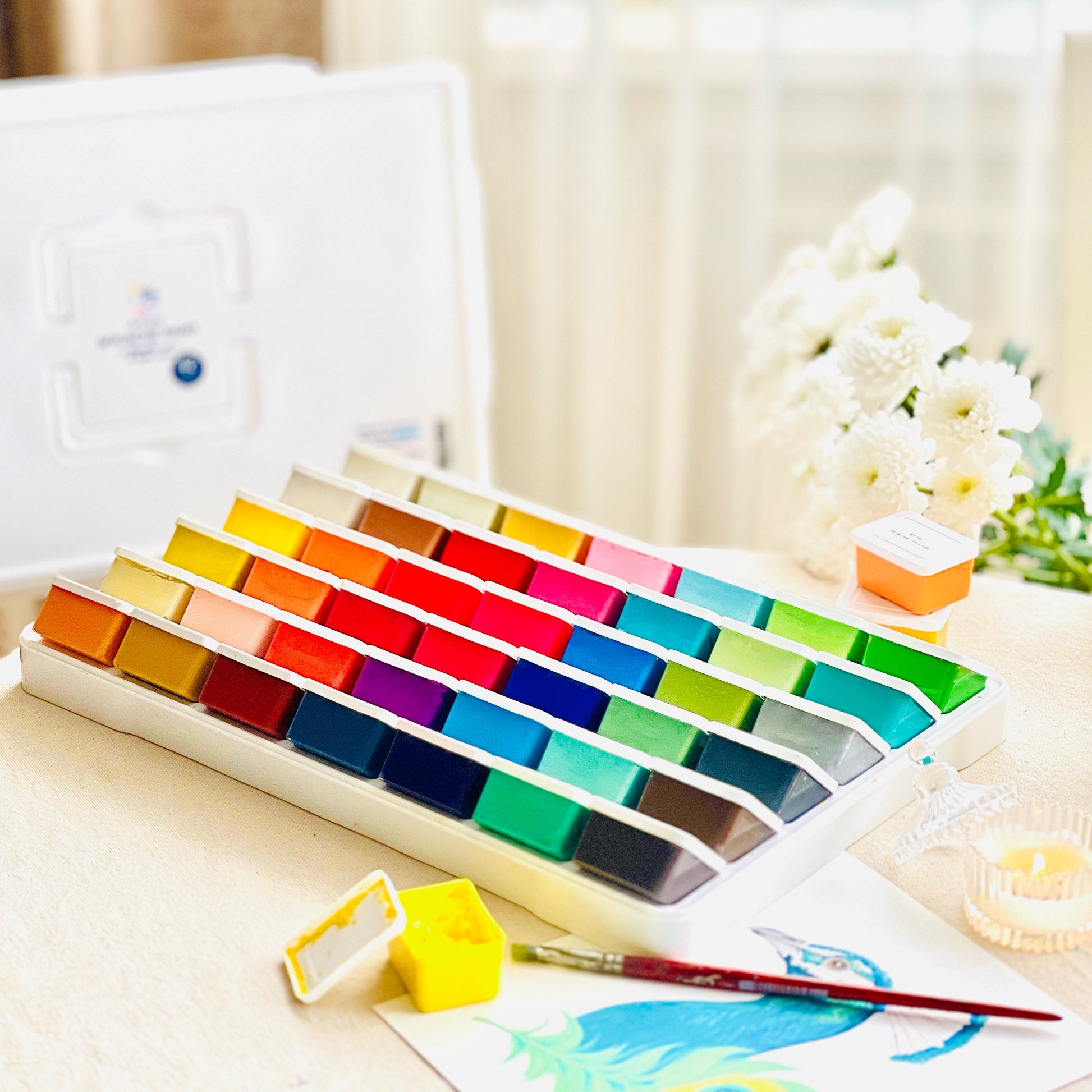 Gouache Paint Set 42x50ml/1.7oz With Lids - 24 Metallic and 18 Base Colors