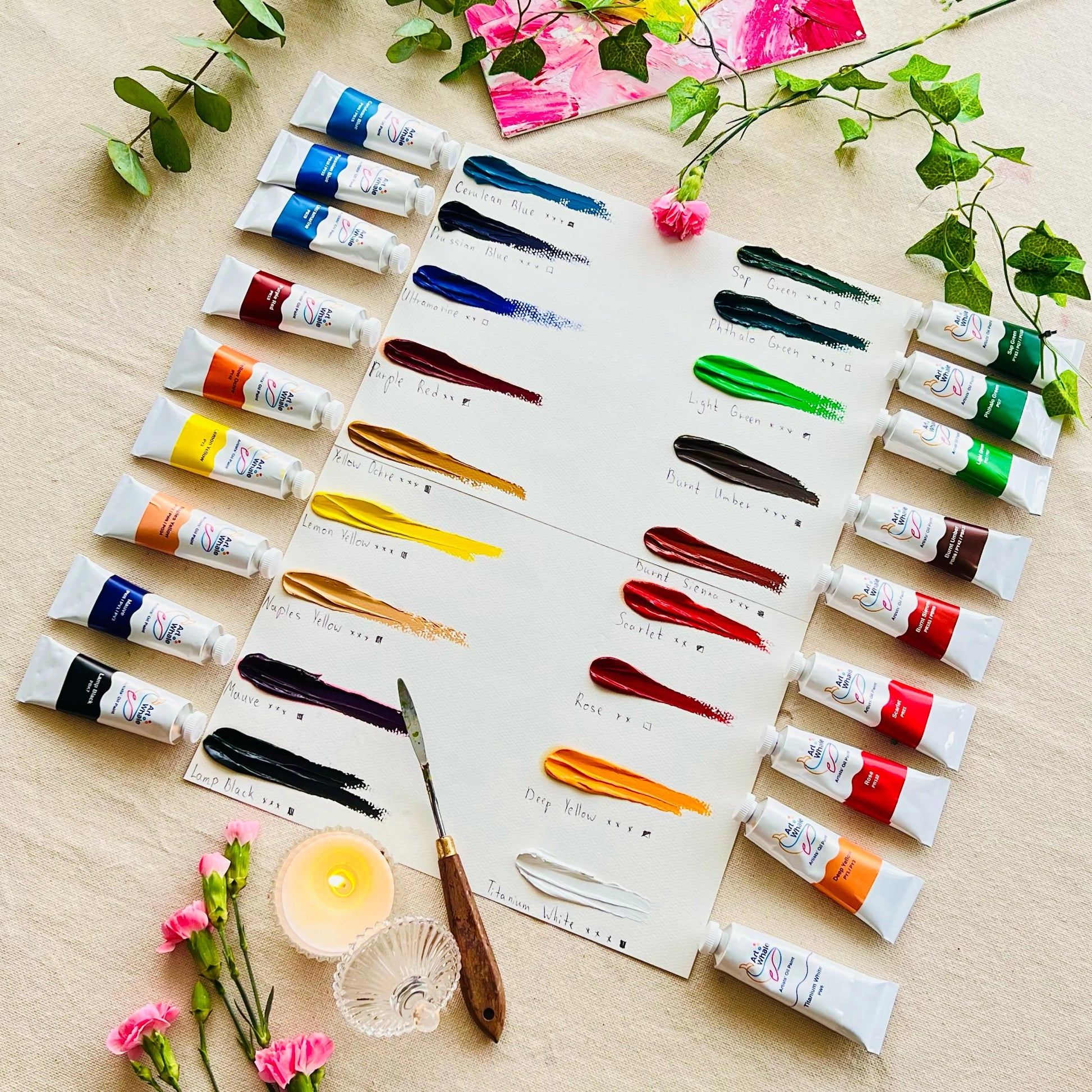Art Whale Oil Paint Set – 18 Colors in Large 37ml Tubes, High Pigment