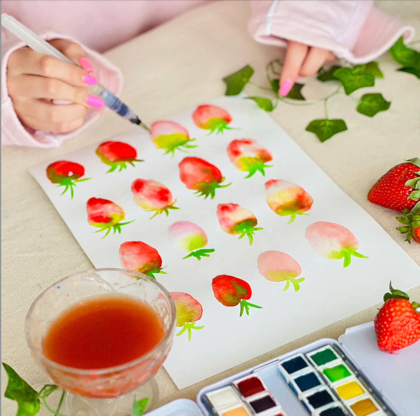Art Whale Watercolor Paint Set – 48 Colors in Half Pans, Tin Box with Water Brush, High Pigment