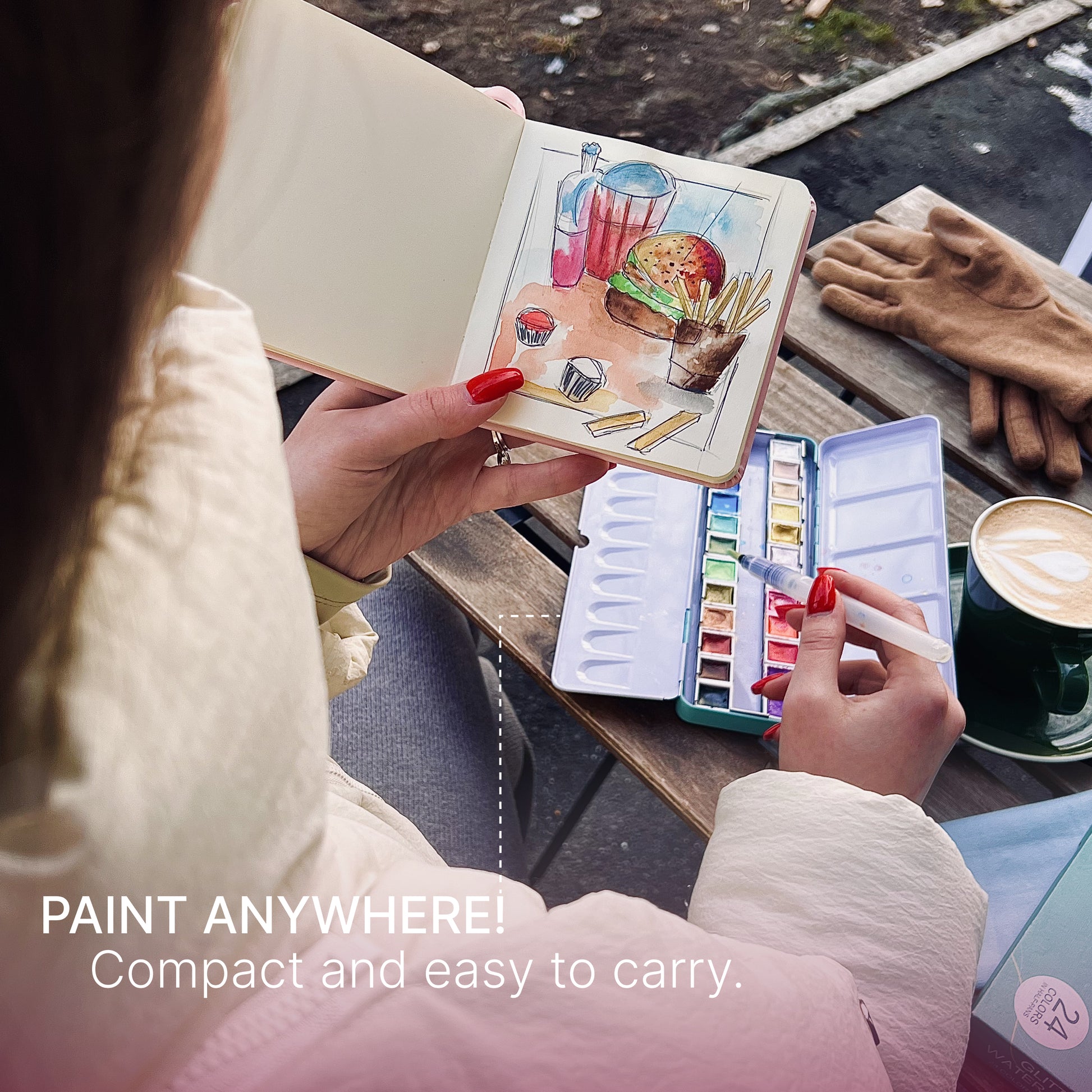 Metallic Watercolor 24 Colors |Tin Box & Waterbrush