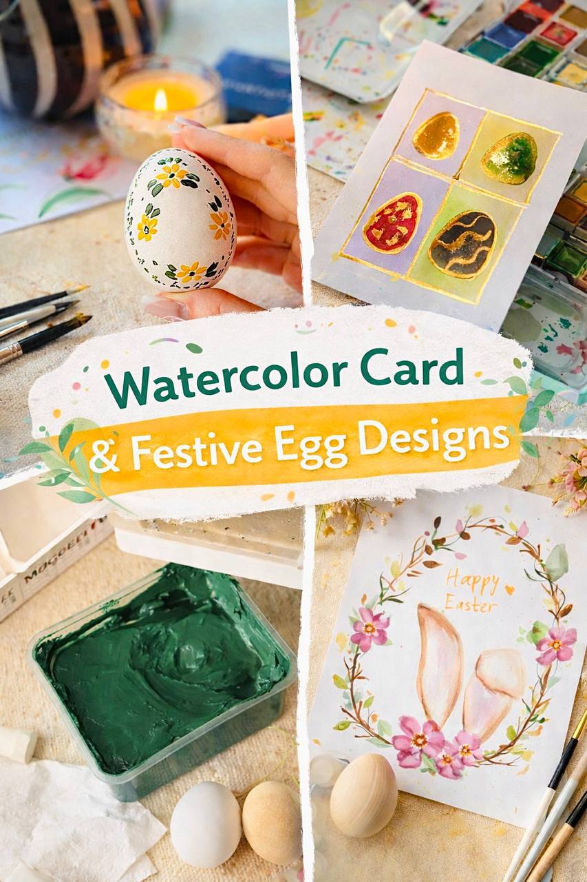 Easy Easter Painting Ideas – Watercolor Card & Festive Egg Designs