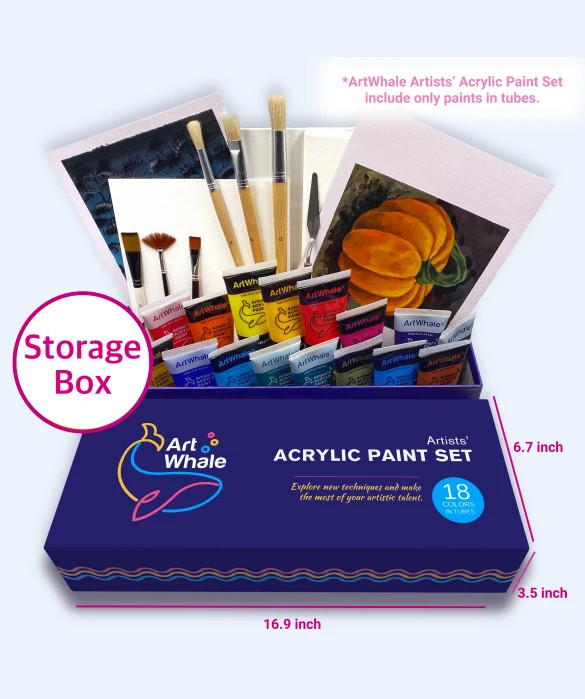 Acrylic Paint Set by ArtWhale 18 colors / Tubes 2.5 oz (75 ml)
